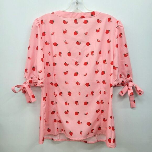 Strawberry Vintage Style Puff Sleeve Blouse Belle Poque V Neck Puff Sleeve - Picture 11 of 12